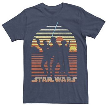 Men's Star Wars Luke Leia Han Tatooine Sky Silhouettes Tee