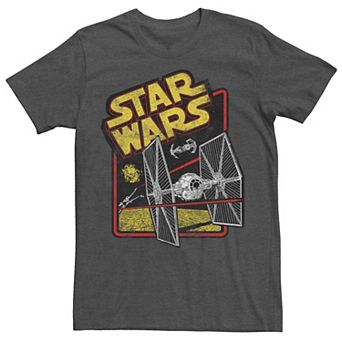 Men's Star Wars Fluorescent Retro Logo Tie Fighter Graphic Tee