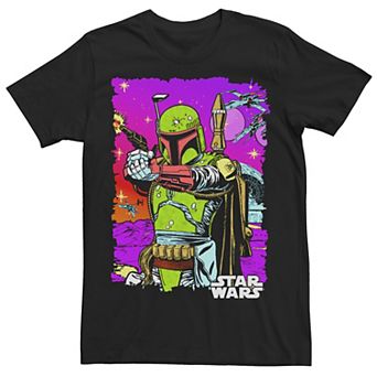 Men's Star Wars Boba Fett Vibrant Neon Comic Cutout Tee