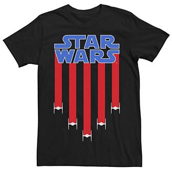 Men's Star Wars Fighter Jets Star Bangled Banner July 4th Tee