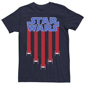 Men's Star Wars Fighter Jets Star Bangled Banner July 4th Tee