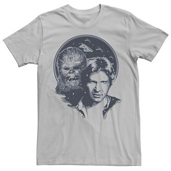 Men's Star Wars Han Solo and Chewbacca Retro Blues Portrait Tee