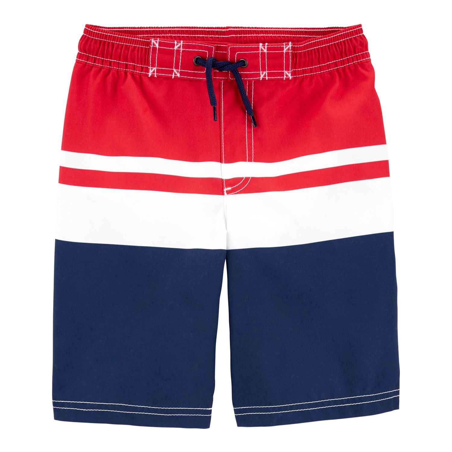 red and white swim trunks