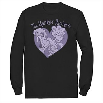 Men's Cartoon Network Ed, Edd & Eddy The Kanker Sisters Purple Hue Heart Portrait Long Sleeve Tee