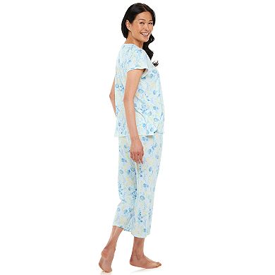 Women's Miss Elaine Essentials Soft Interlock Print Capri Pajama Set