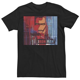 Men's Marvel Iron Man Glitched Poster Tee
