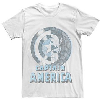 Men's Marvel Captain America Half Face And Shield Portrait Tee