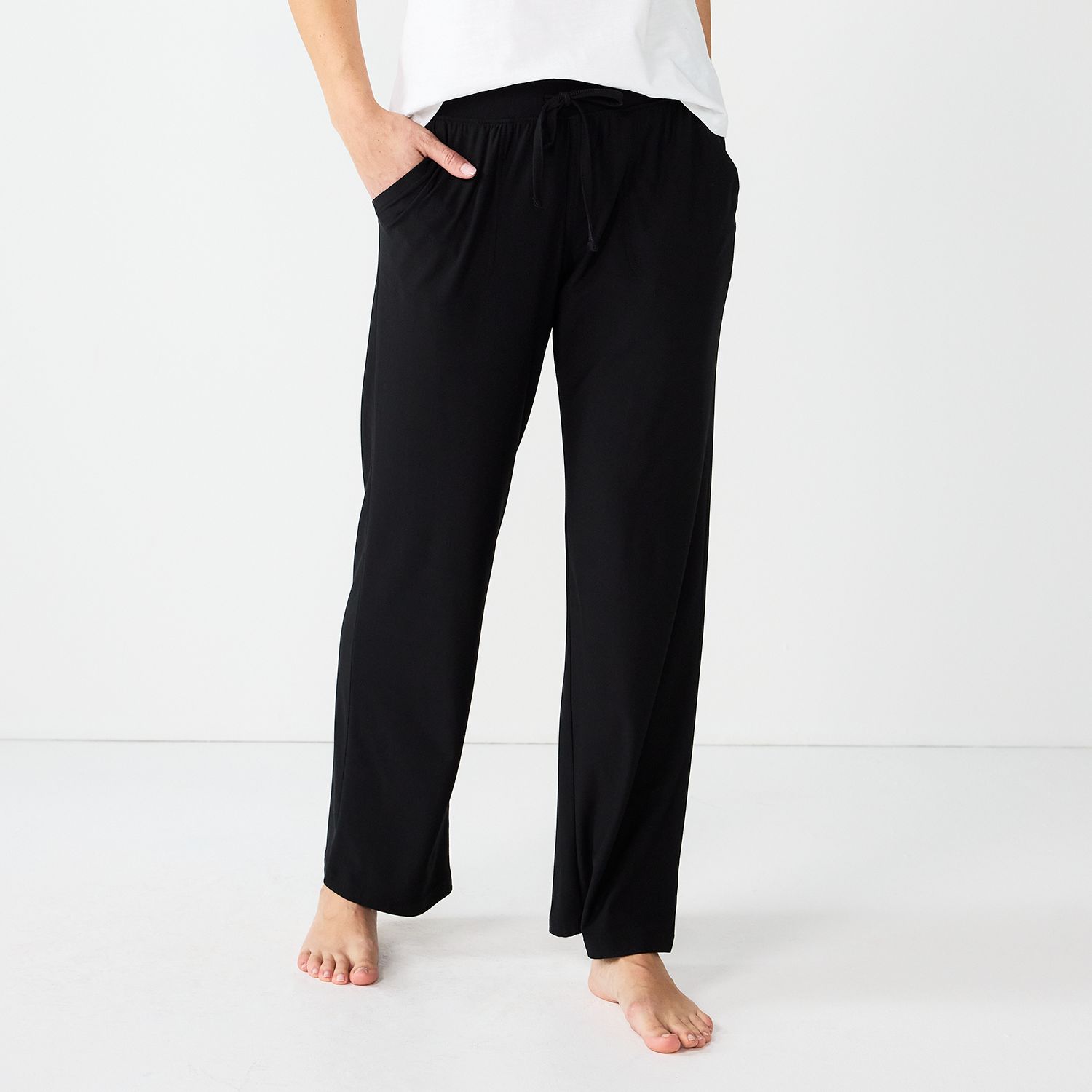 black pajama bottoms women's