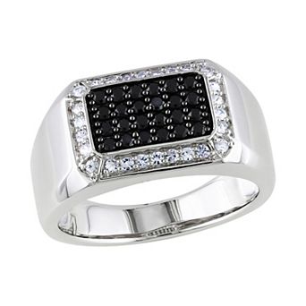 Men's Stella Grace Sterling Silver Black Spinel & White Sapphire Ring