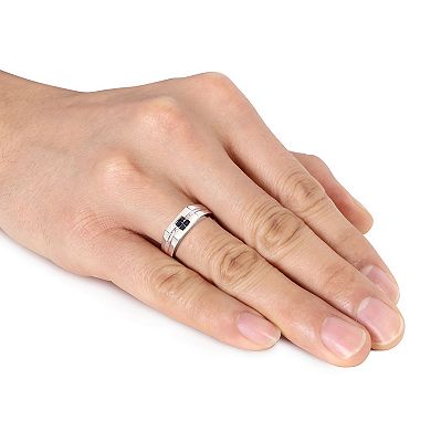 Men's Stella Grace Sterling Silver Diamond Accent & Sapphire Ring