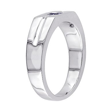 Men's Stella Grace Sterling Silver Diamond Accent & Sapphire Ring