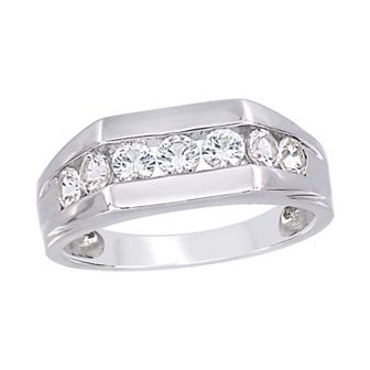 Men's Stella Grace Sterling Silver Lab-Created White Sapphire Ring