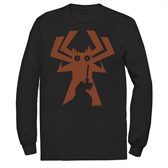 Men's Cartoon Network Samurai Jack Faces Aku Silhouette Long Sleeve Tee
