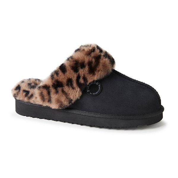 Fireside by Dearfoams Sydney Scuff Women's Slippers - Black Combo (9)