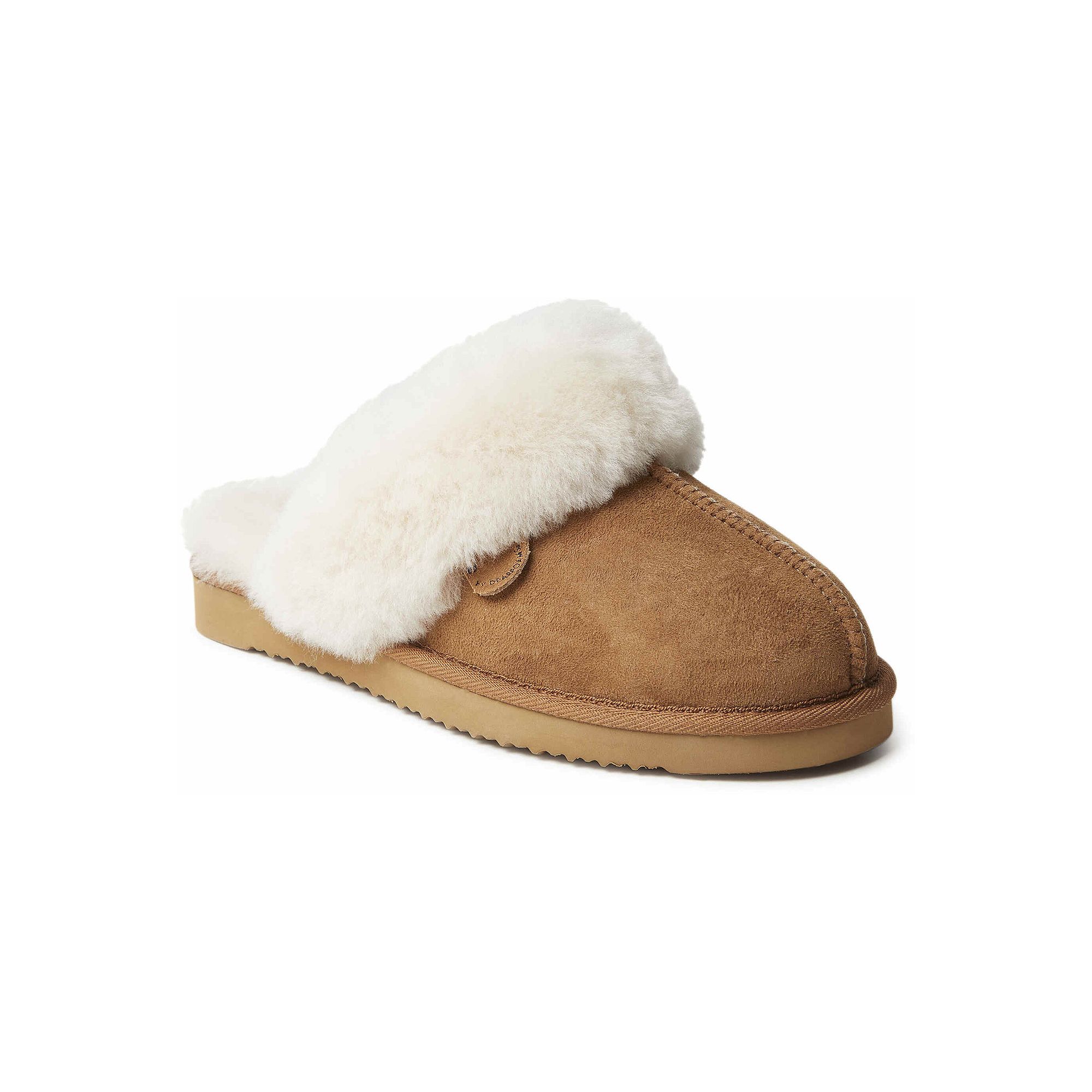 Fireside by Dearfoams Sydney Scuff Womens Slippers, Size: 6.5 Medium, Brow