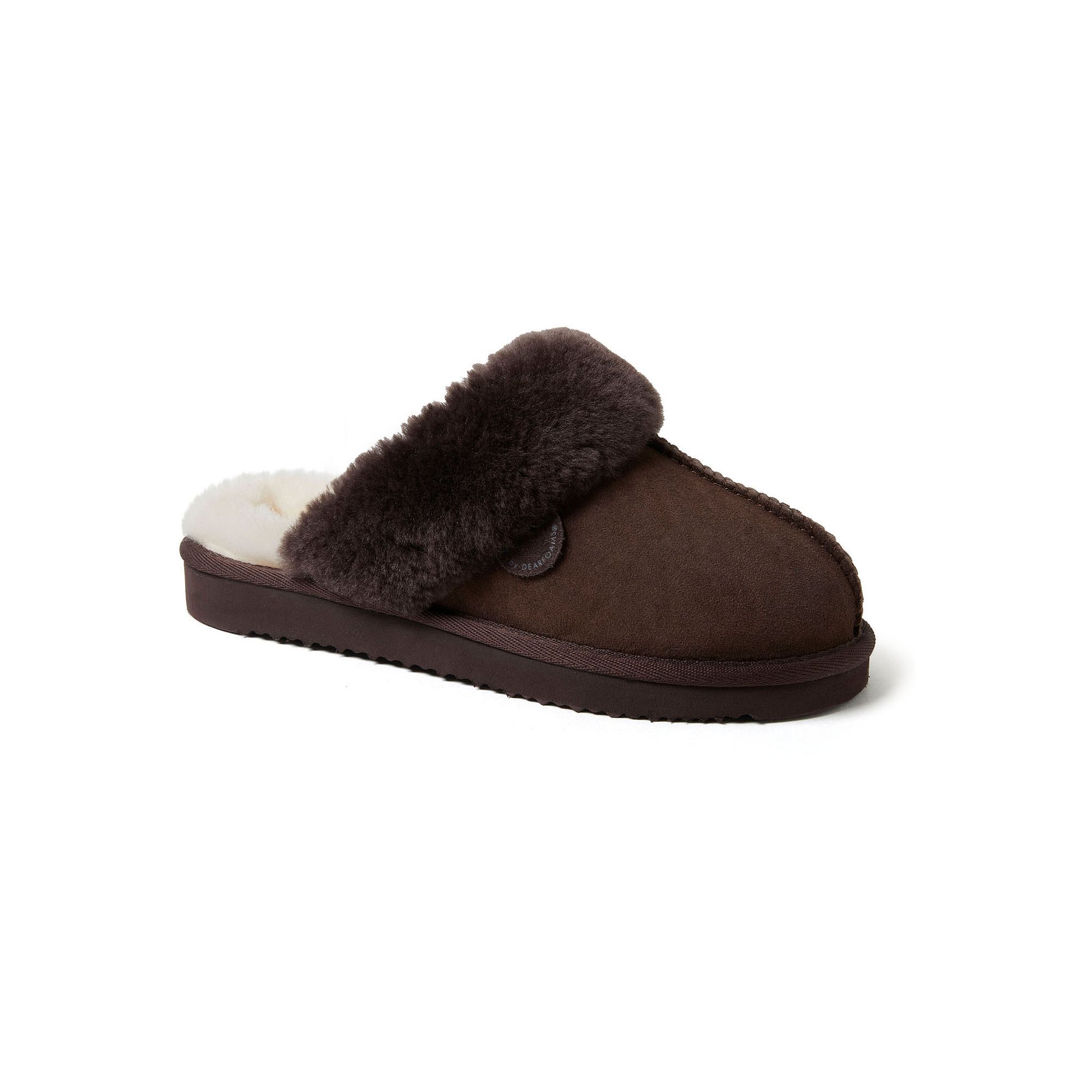 Fireside by Dearfoams Sydney Scuff Womens Slippers, Size: 6, Brown