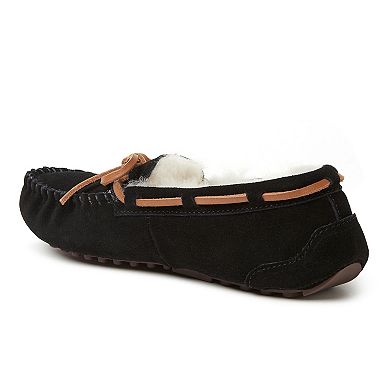 Fireside by Dearfoams Victoria Genuine Shearling Lace Women's Moccasin Slippers