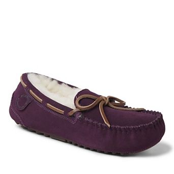 Fireside by Dearfoams Victoria Genuine Shearling Lace Women's Moccasin Slippers