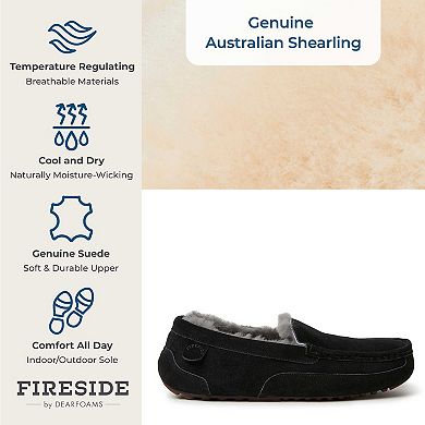 Fireside by Dearfoams Melbourne Genuine Shearling Men's Moccasin Slippers