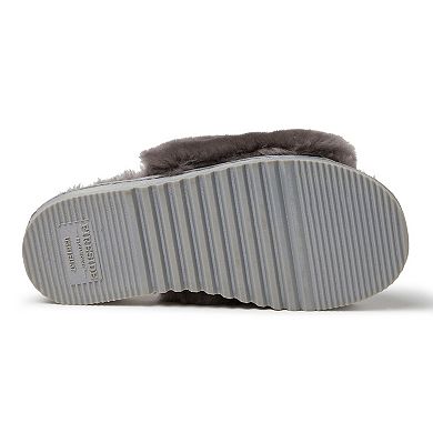 Fireside by Dearfoams Cairns Genuine Shearling Women's Slide Slippers with Metallic Suede Trim