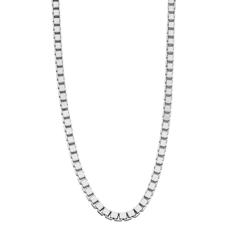 18034327 Mens Sterling Silver Box Chain Necklace, Size: 24, sku 18034327