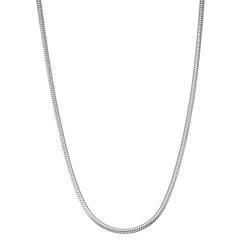 Mens Sterling Silver Snake Chain Necklace, Size: 24, Grey