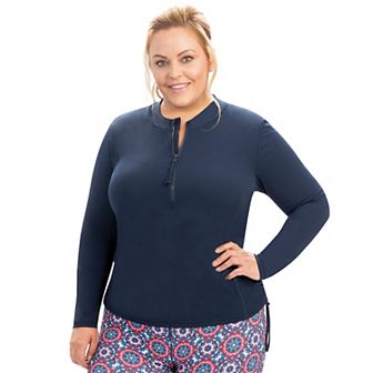 Women's Dolfin Aquashape Half Zip Rash Guard Swim Top