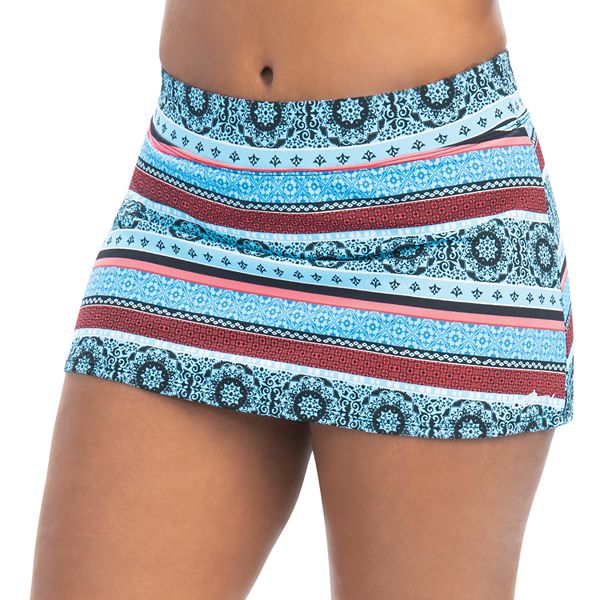 Women's Dolfin Aquashape Stripe Print A-Line Skirt Swim Bottoms with ...