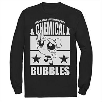 Men's Cartoon Network Powerpuff Girls Bubbles Chemical X Long Sleeve Tee