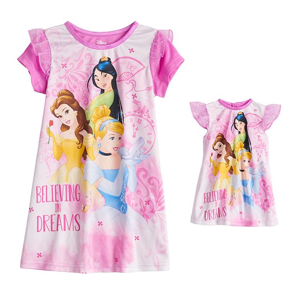 Disney Princess Toddler Girl Belle, Cinderella & Mulan Night Gown ...