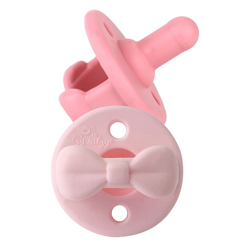 Itzy Ritzy Pacifier - Breathable, 100% Silicone - Pink Bows - 2pk
