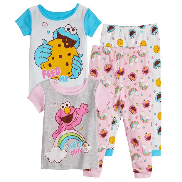 Toddler Girl Sesame Street Elmo Cookie Monster Pajama Set