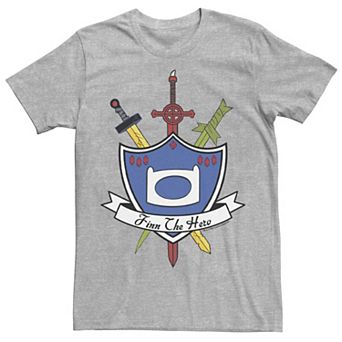 Men's Adventure Time Finn The Hero Sword And Shield Banner Tee