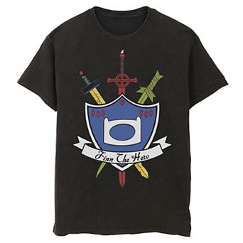 Men's Adventure Time Finn The Hero Sword And Shield Banner Tee