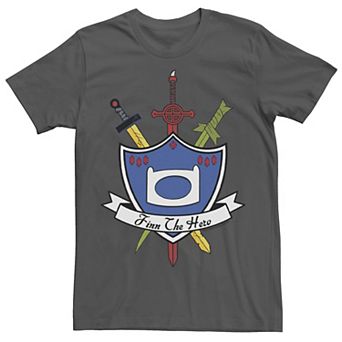 Men's Adventure Time Finn The Hero Sword And Shield Banner Tee