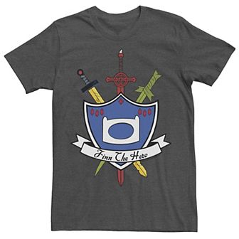 Men's Adventure Time Finn The Hero Sword And Shield Banner Tee