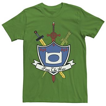 Men's Adventure Time Finn The Hero Sword And Shield Banner Tee
