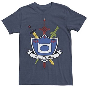 Men's Adventure Time Finn The Hero Sword And Shield Banner Tee
