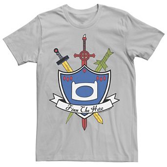 Men's Adventure Time Finn The Hero Sword And Shield Banner Tee