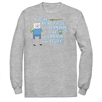 Men's Adventure Time Finn You're Beautiful On The Inside Portrait Long Sleeve Tee