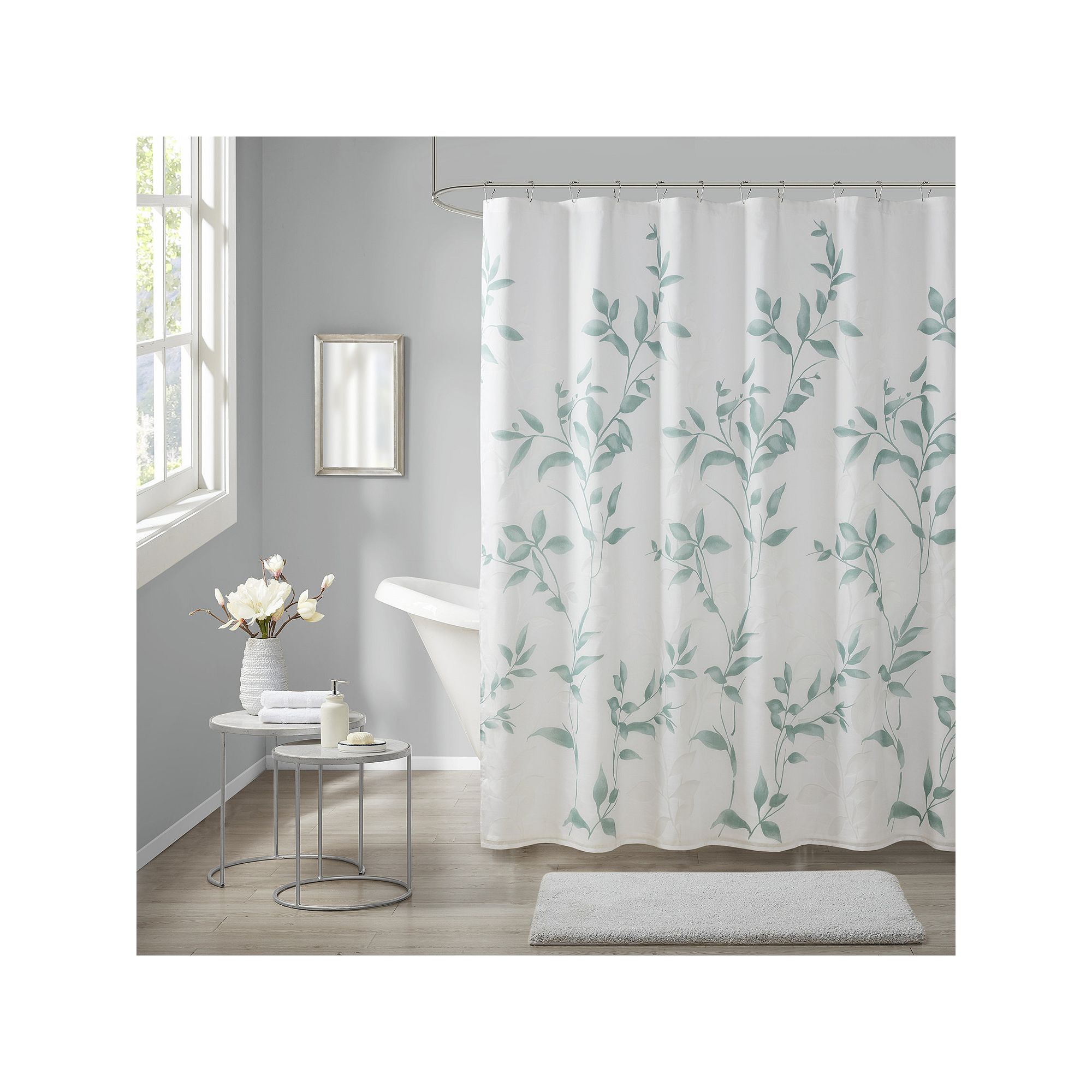 Madison Park Vera Burnout Printed Shower Curtain, Size: 72X72, Seafoam