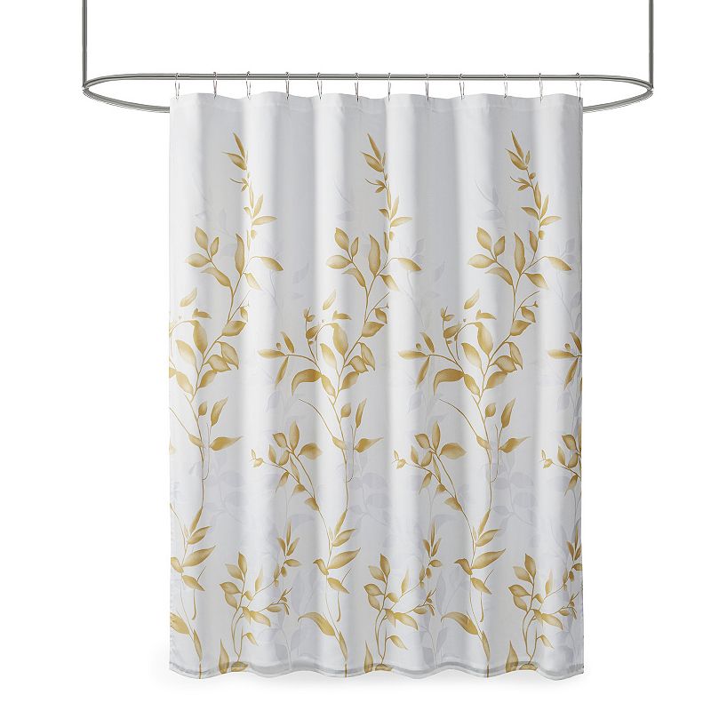 Madison Park Vera Burnout Printed Shower Curtain, Yellow, 72X72