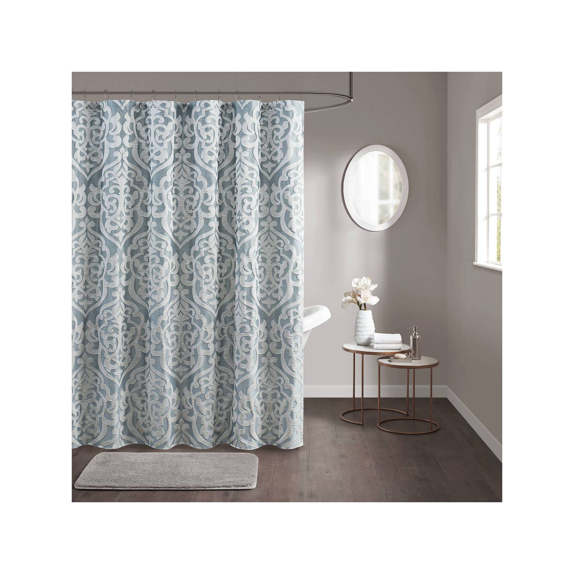 Madison Park Dillon Jacquard Shower Curtain, Size: 72X72, Blue