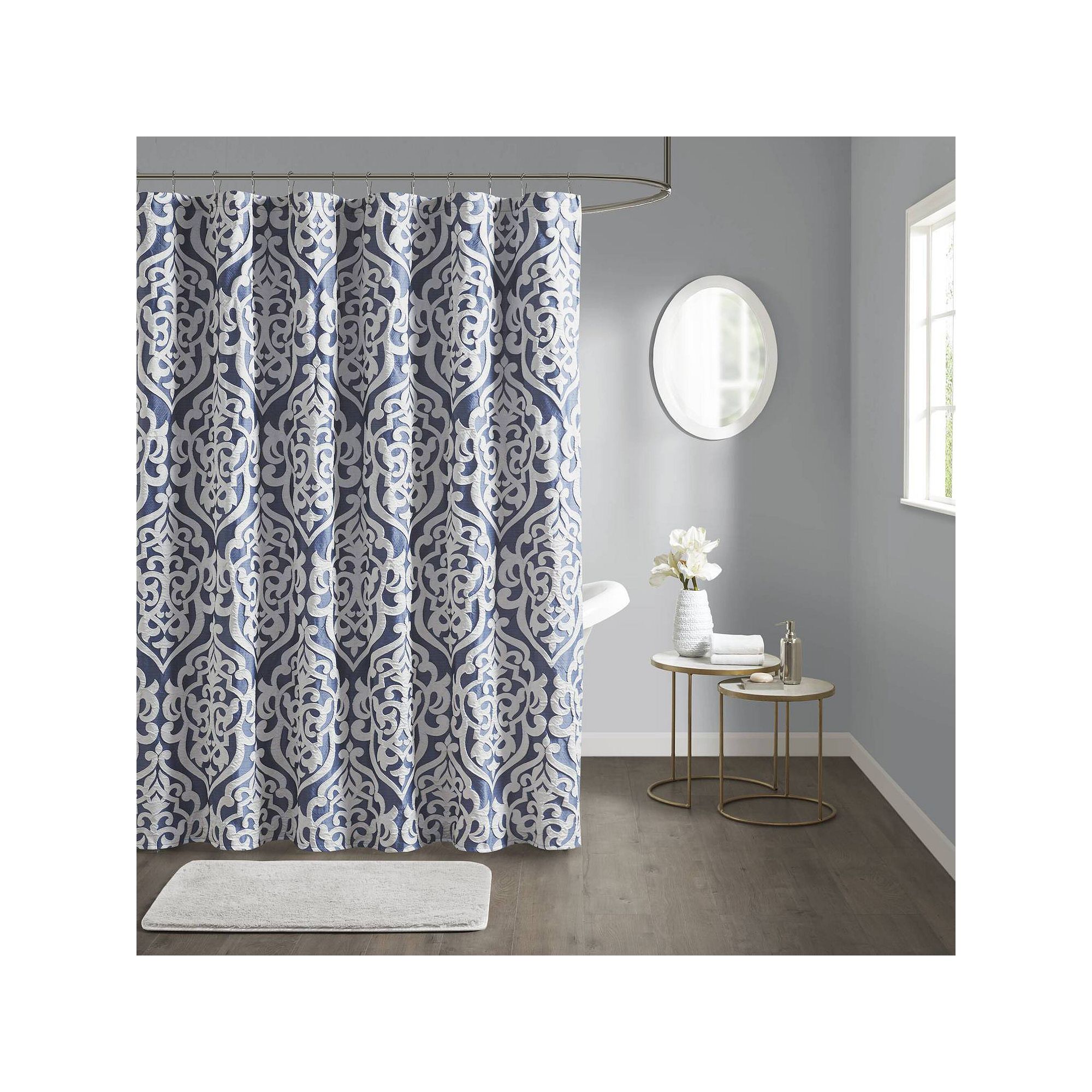 Madison Park Dillon Jacquard Shower Curtain, Size: 72X72, Blue