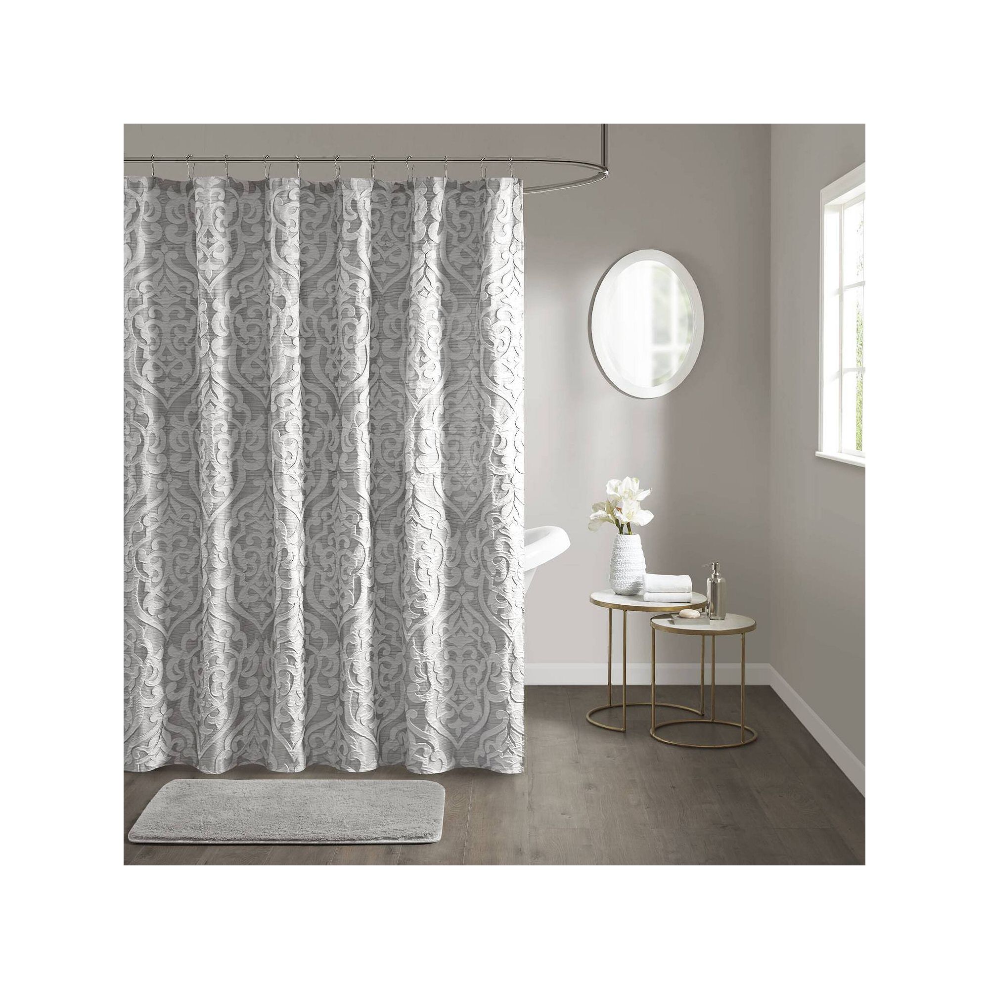 Madison Park Dillon Jacquard Shower Curtain, Size: 72X72, Silver