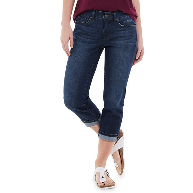 Wide cuff hot sale capri jeans