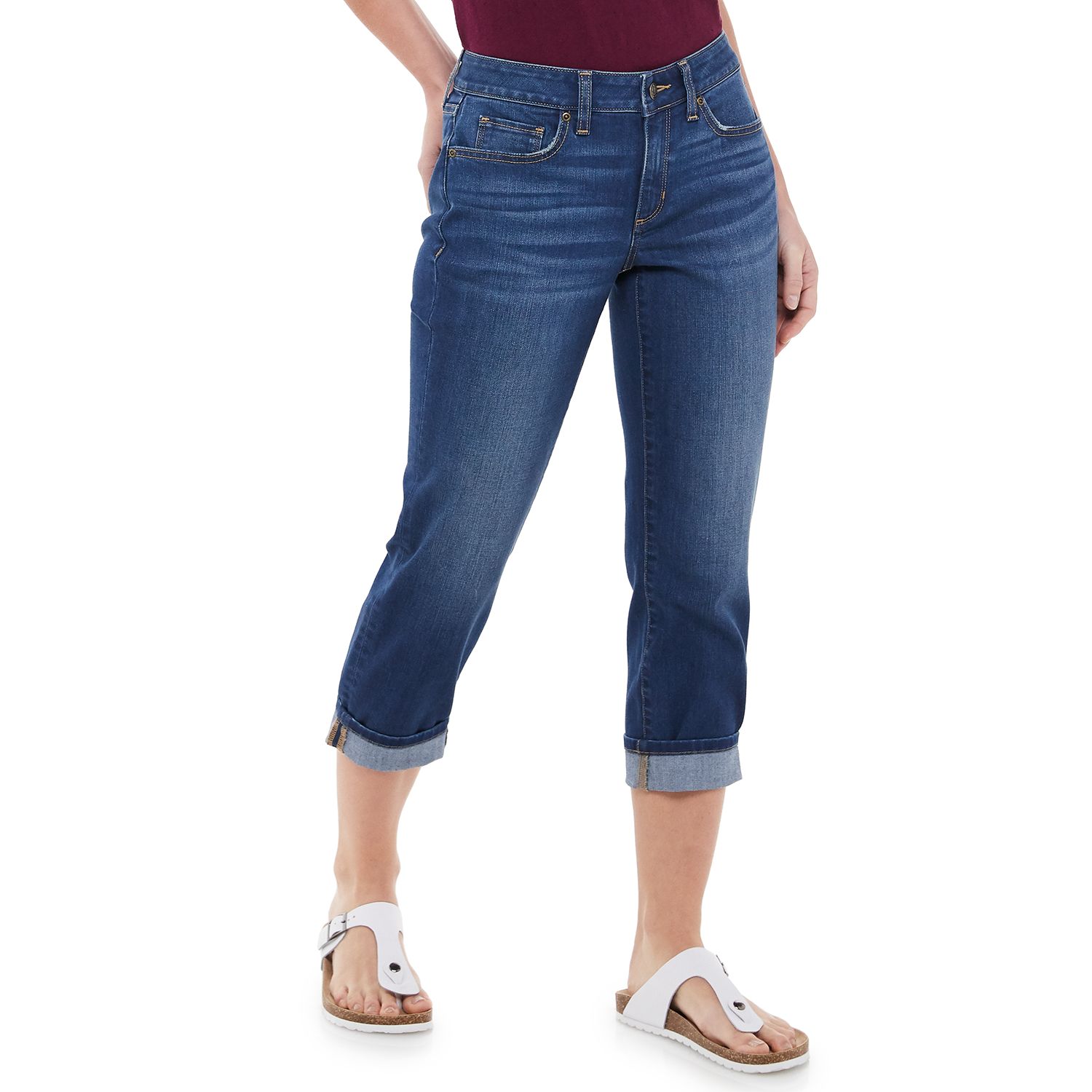 ladies denim capri pants