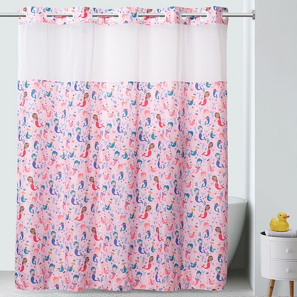 Hookless Mermaids Print Shower Curtain, Peva Hookless Shower Curtain