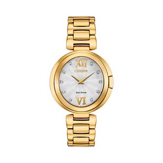 Citizen Eco-Drive Women's Capella Crystal Accent Gold Tone Stainless Steel Watch - EX1512-53A