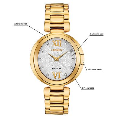 Citizen Eco-Drive Women's Capella Crystal Accent Gold Tone Stainless Steel Watch - EX1512-53A